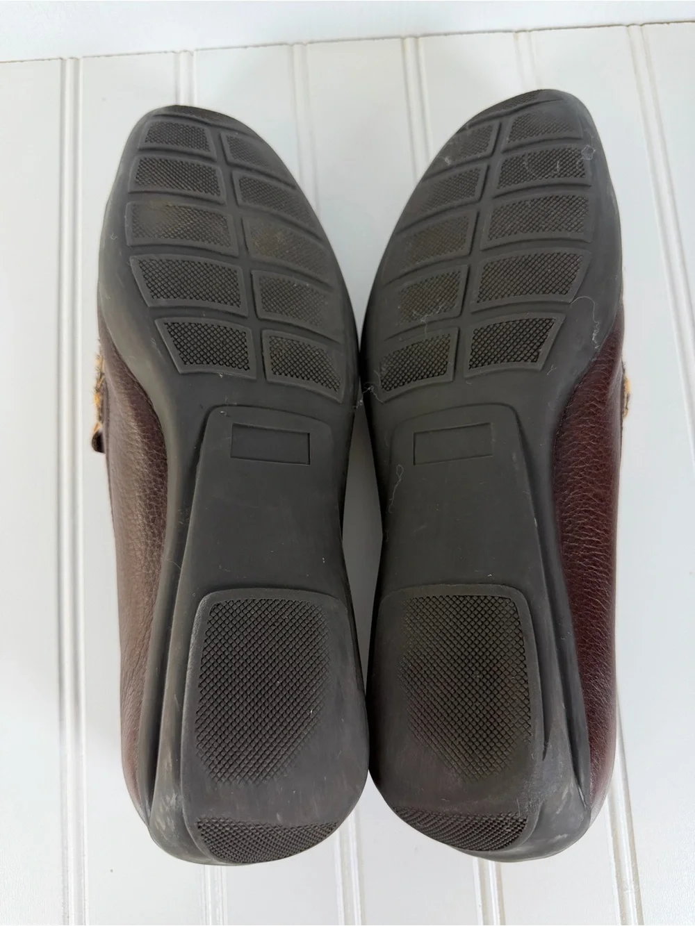Vintage Studio C Womens Brown Leather Cheetah Calf Hair Slip-on Loafers Sz 41/10